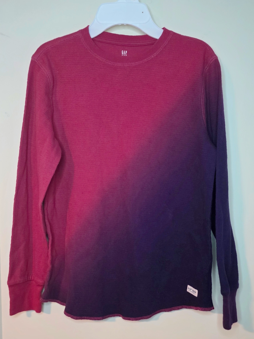 GAP - Boys' Ombre Long Sleeve Thermal Tee - Raspberry Glaze